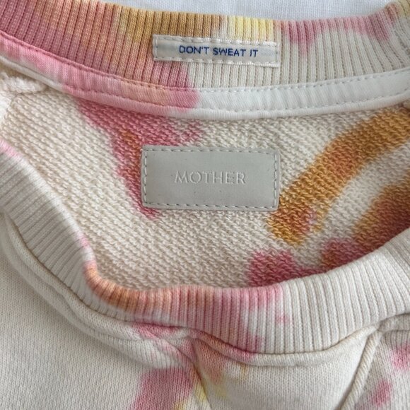MOTHER:  Cropped Sweatshirt Coral Haze & Lemon - Size: XS - Picture 4 of 5